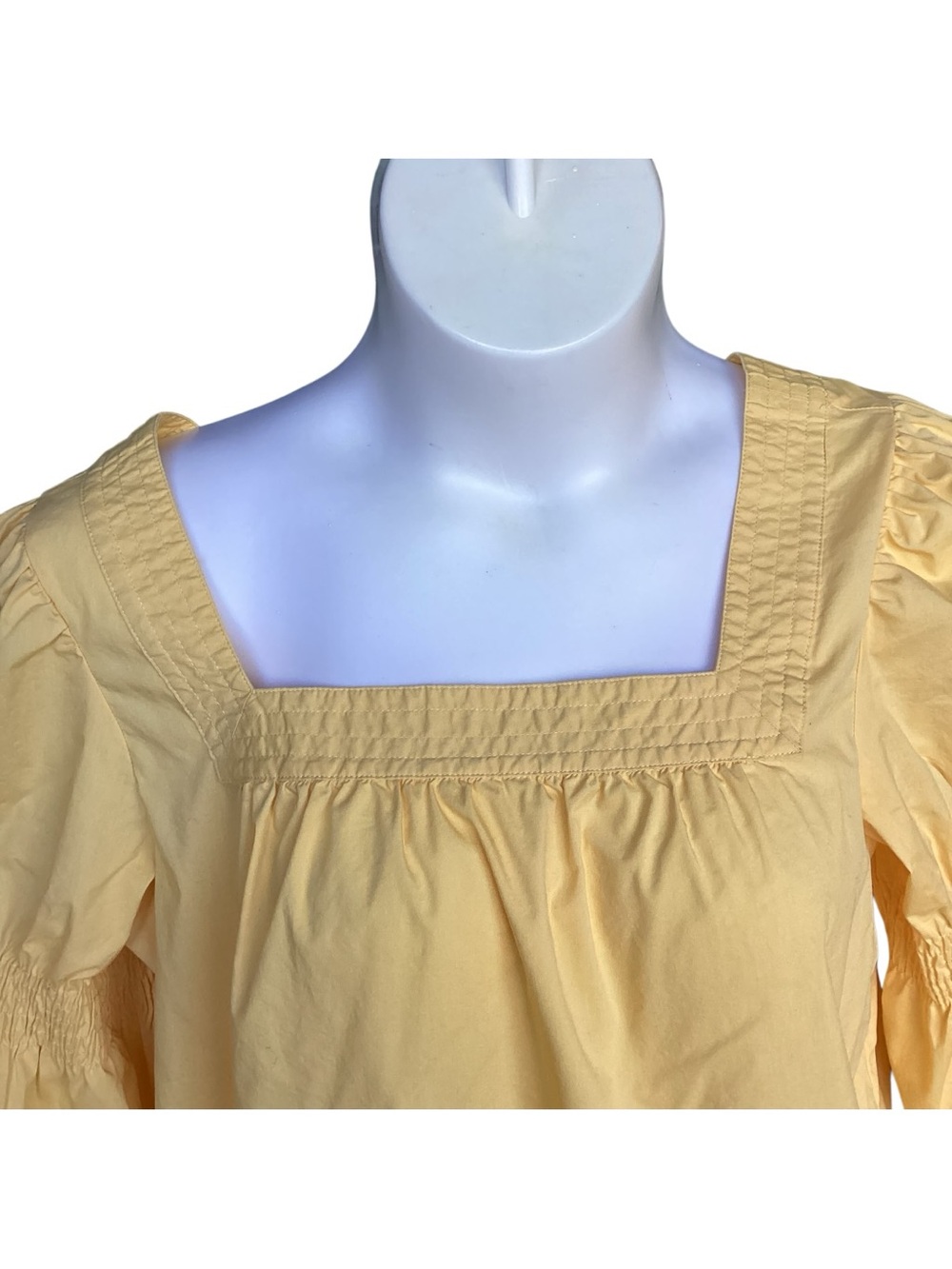 The Pioneer Woman Plus Size 1X Pale Yellow Square-Neck Smocked Sleeve Top - Picture 6 of 11